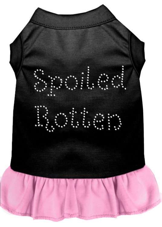 Spoiled Rotten Rhinestone Dress Black with Light Pink Med